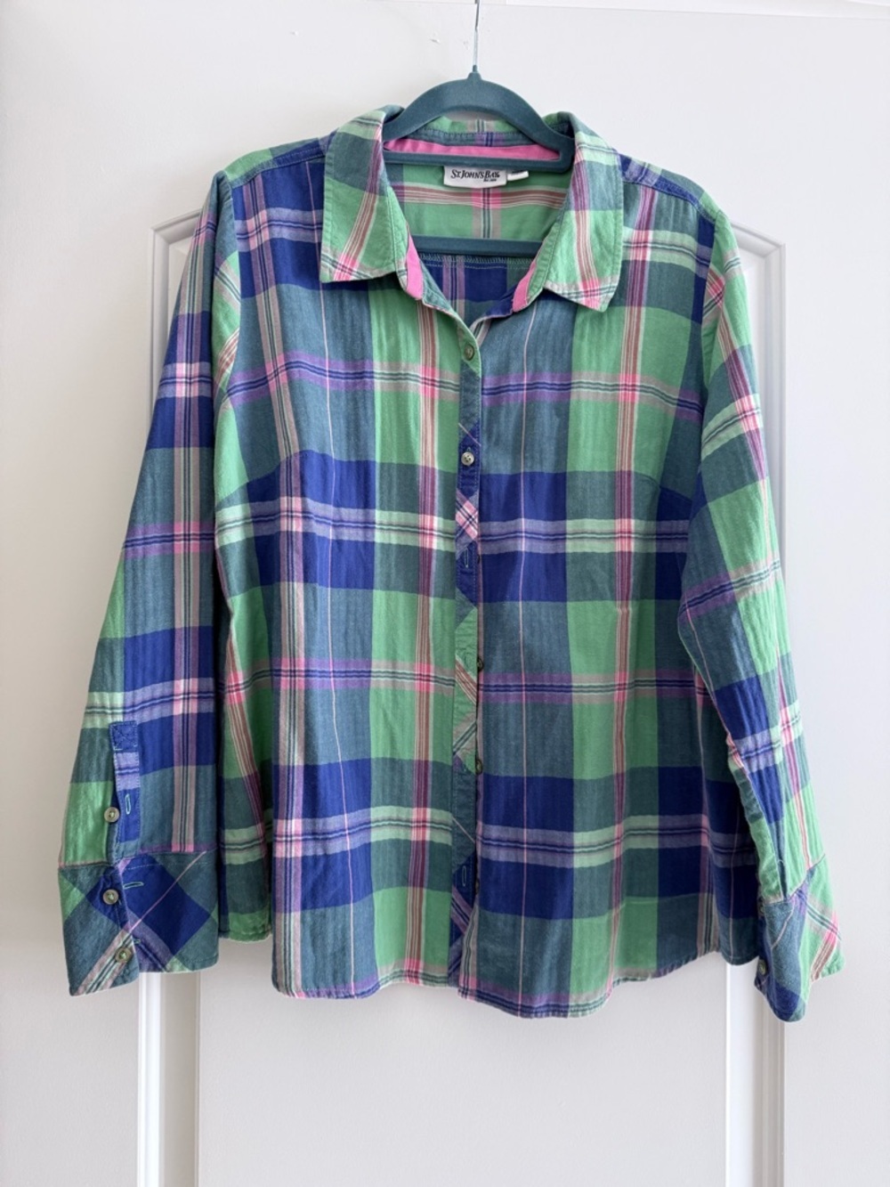 St. John's Bay Plaid Shirt Size XL Cabincore Hiking Granola Heritage